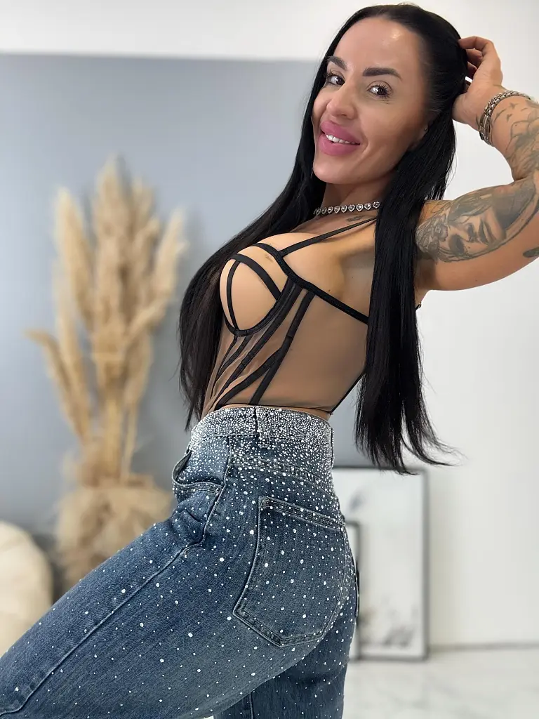 Wide-leg rifle s kamienkami KATIA - next