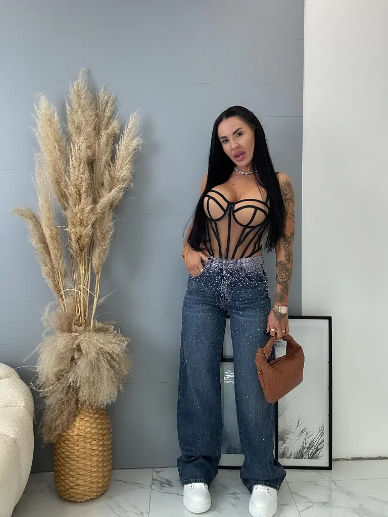 Wide-leg rifle s kamienkami KATIA