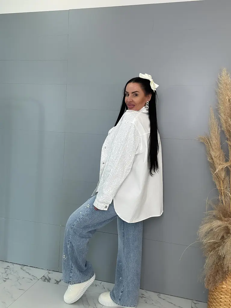 Denimový košeľový kabát s kamienkami ANZIA - next