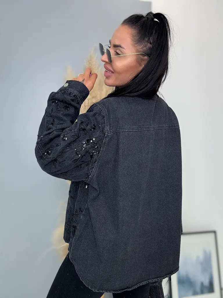 Vyšívaná rifľová košeľa zdobená flitrami AMANI - next