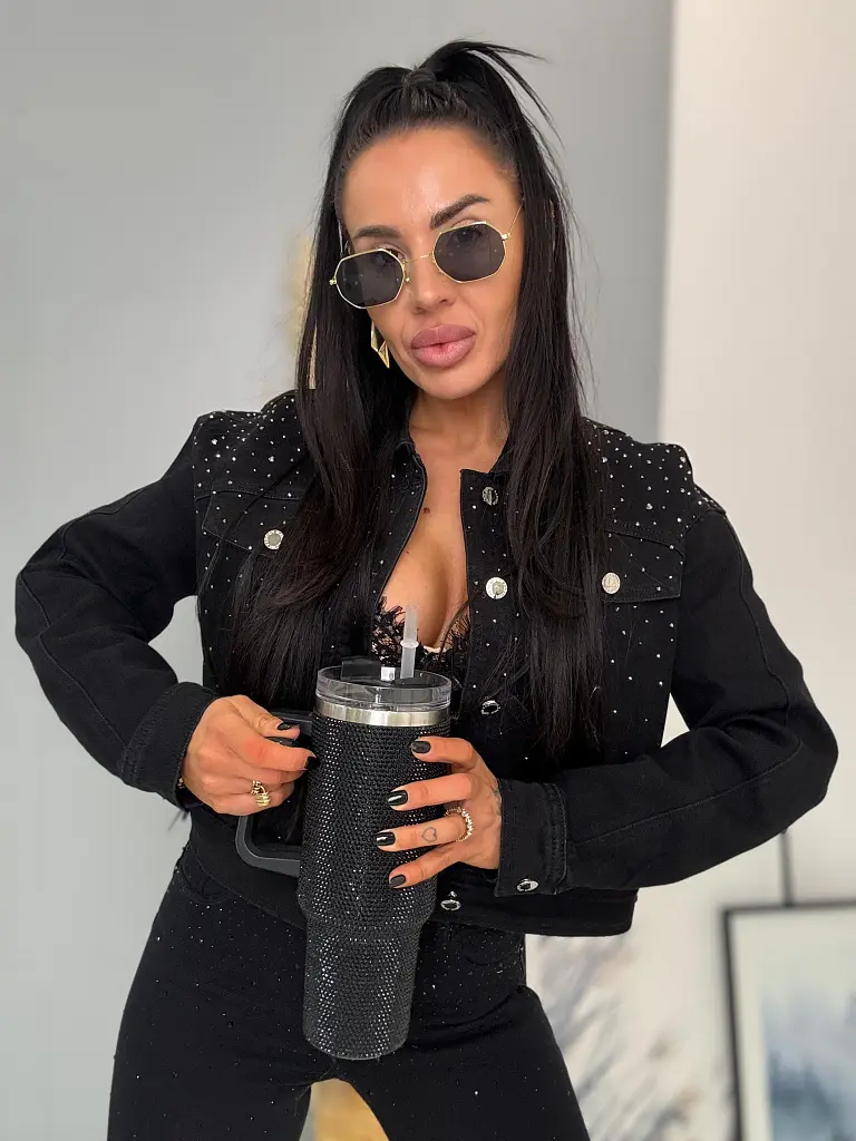 Dámska denim bunda s kamienkami JOHANA