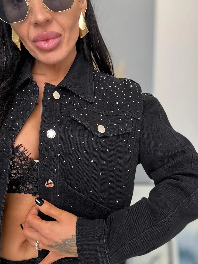Dámska denim bunda s kamienkami JOHANA