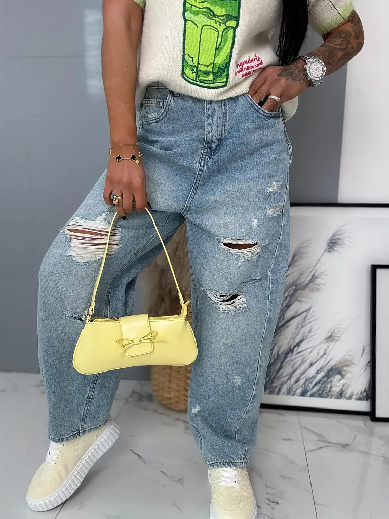 Roztrhané baggy fit rifle s vysokým pásom  - next