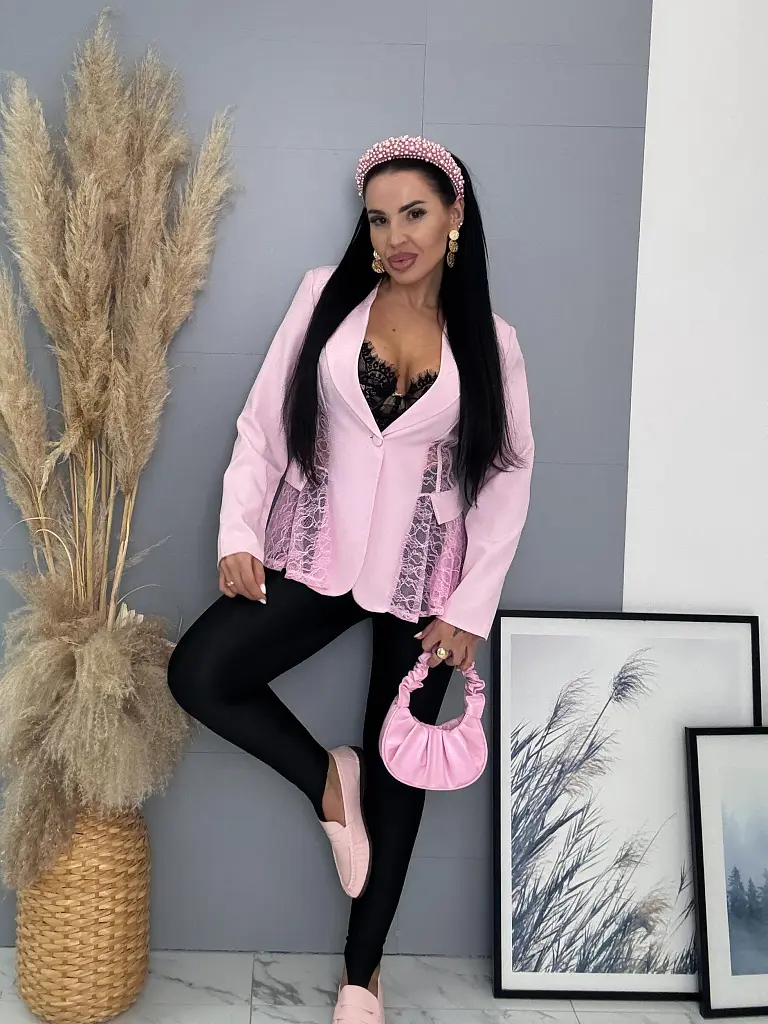 Sako s čipkou a ramennými vypchávkami  ELISEA - next