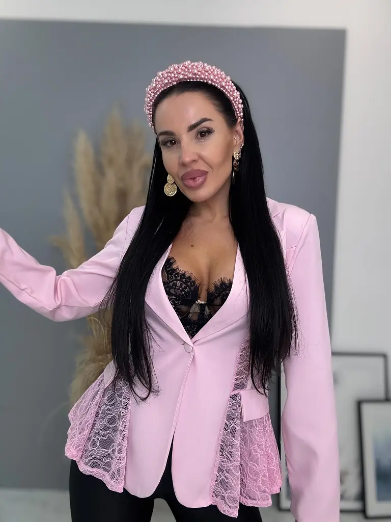 Sako s čipkou a ramennými vypchávkami  ELISEA