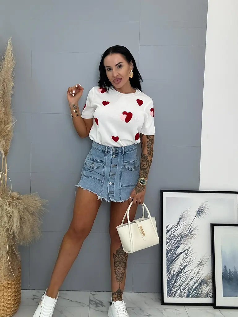 Denimový skort s gombíkmi vpredu NANNY