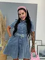 Denim šaty na gombíky s opaskom HENNIE