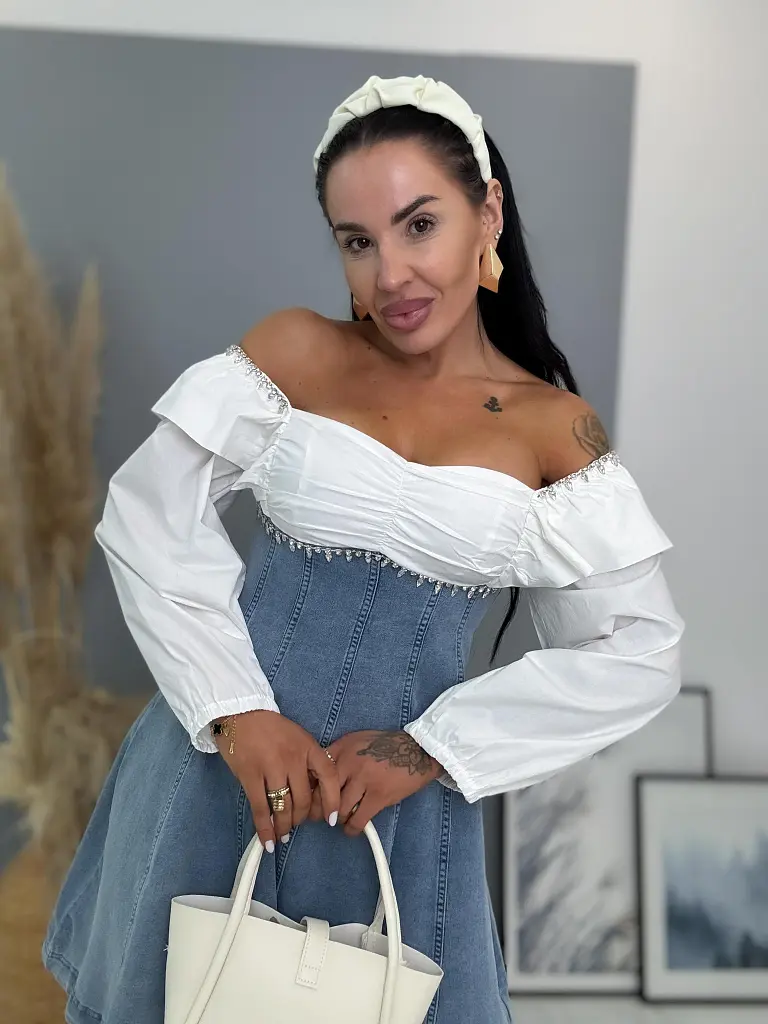 Denim šaty zdobené kamienkami LERRYS - next