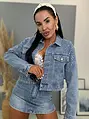 Krátky denim kabát s kamienkami EVELIN