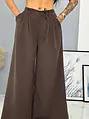 Hnedé wide-leg nohavice s opaskom PARINA