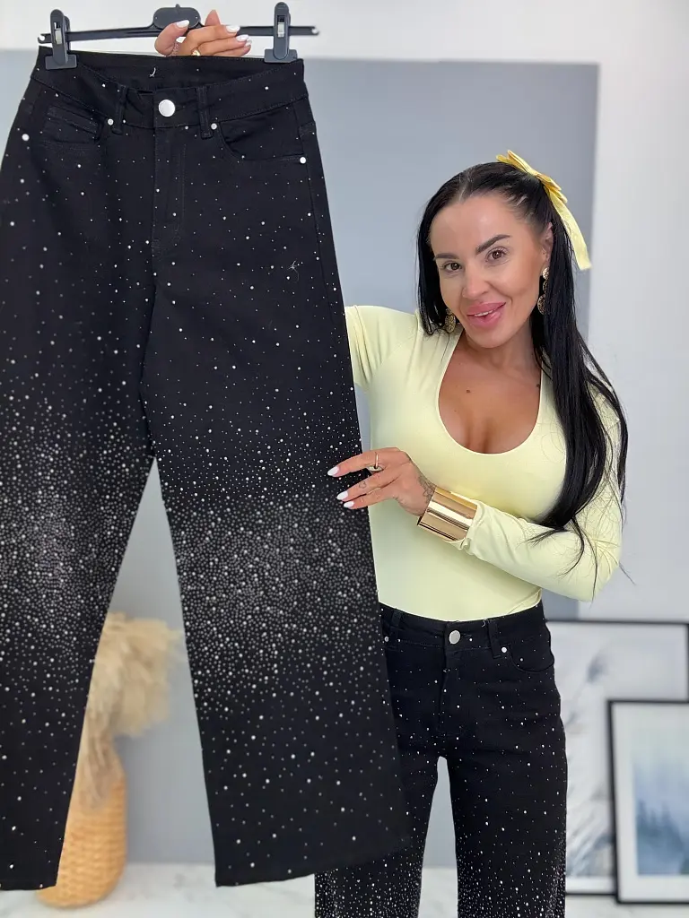 Vysokopásové wide leg rifle s kamienkami