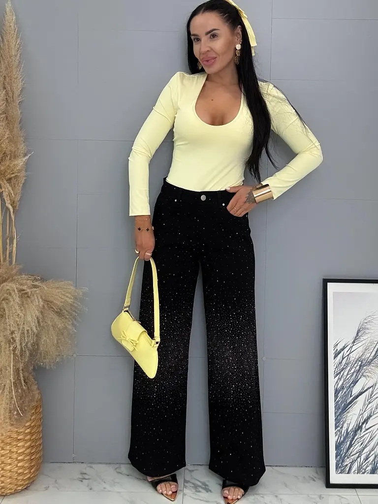 Vysokopásové wide leg rifle s kamienkami - next