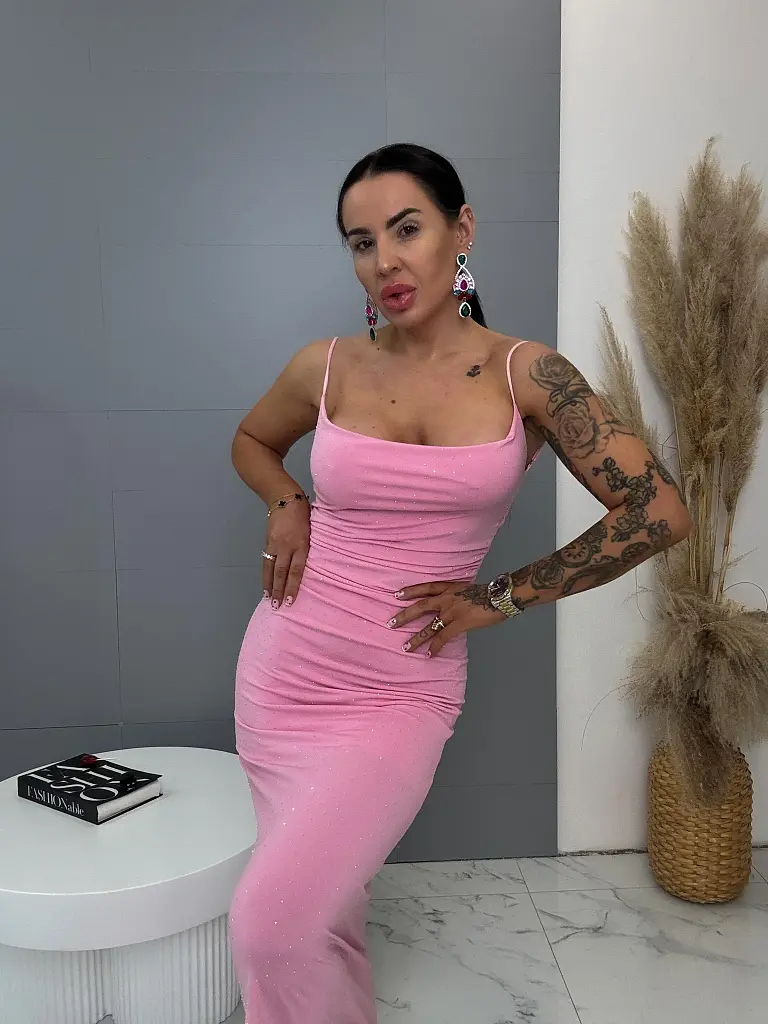 Dlhé šaty zdobené kamienkami RENI