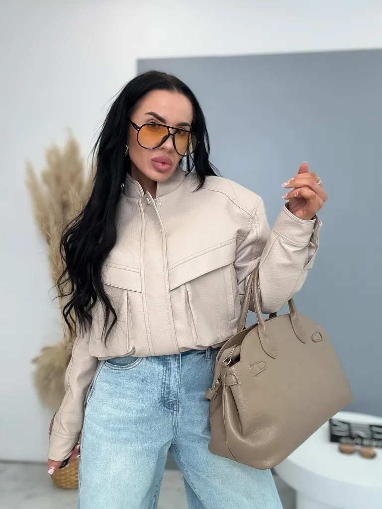 Koženková bunda s vypchávkami NALONA