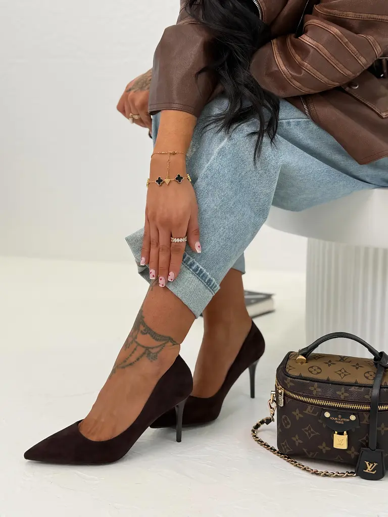 Semišové hnedé lodičky BERNISS-