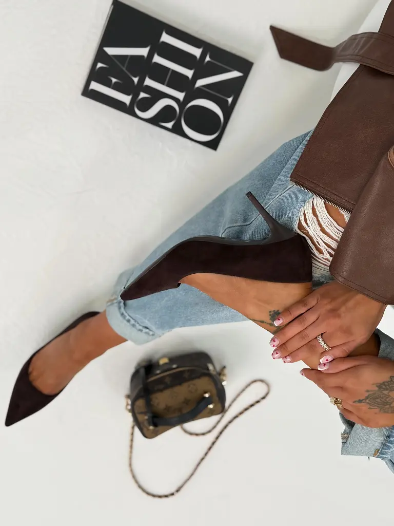 Semišové hnedé lodičky BERNISS - next