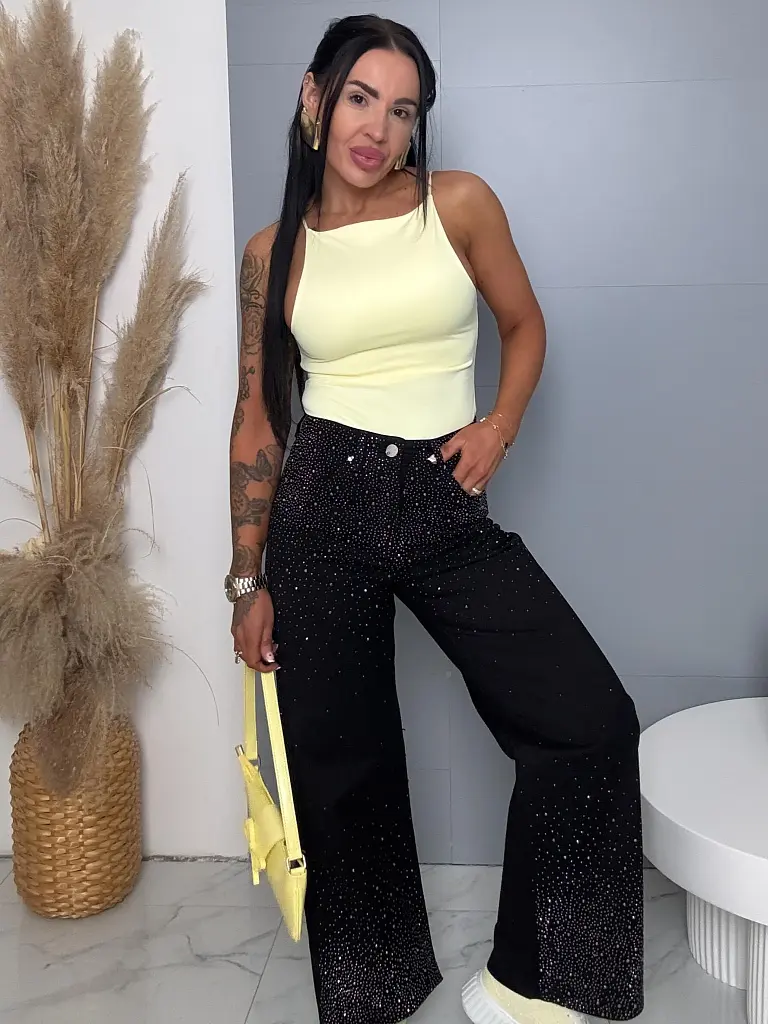 Vysokopásové wide leg rifle s kamienkami