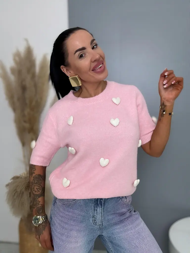 Jemný mohérový pulóver so srdiečkami ADELIA - next