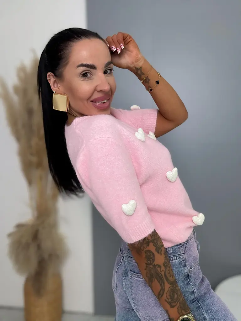 Jemný mohérový pulóver so srdiečkami ADELIA - next