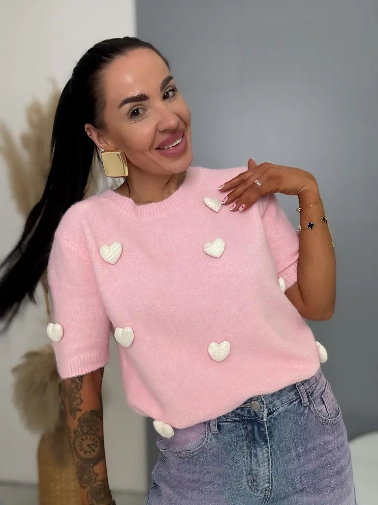 Jemný mohérový pulóver so srdiečkami ADELIA