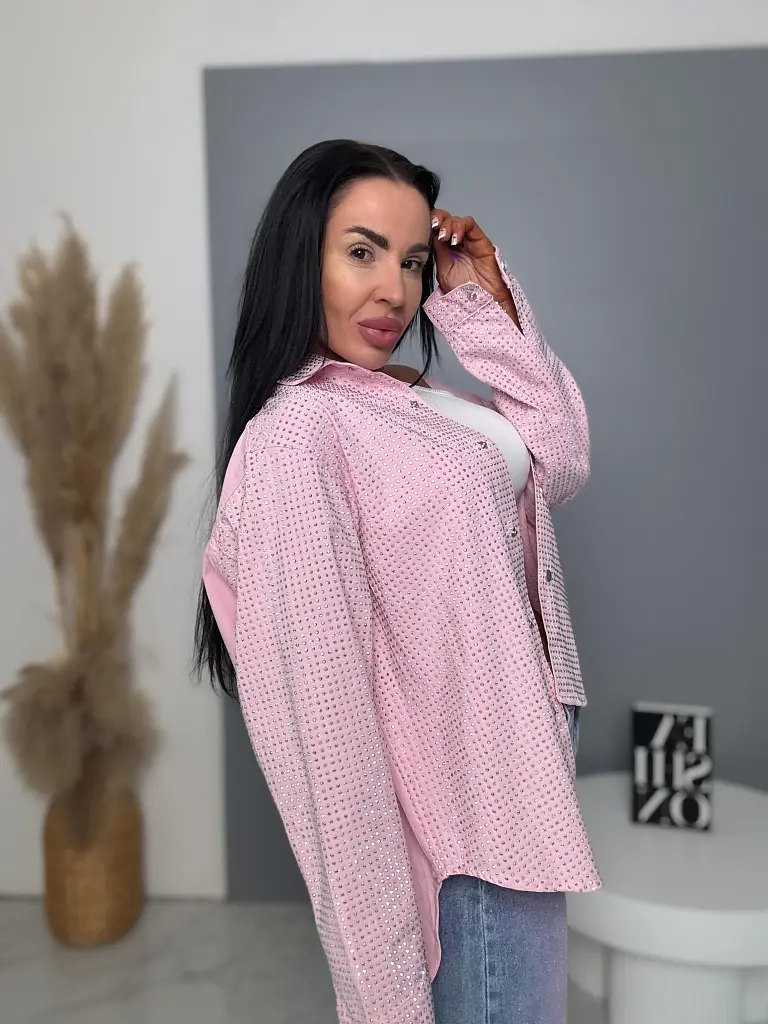 Denimový košeľový kabát s kamienkami ANZIA - next