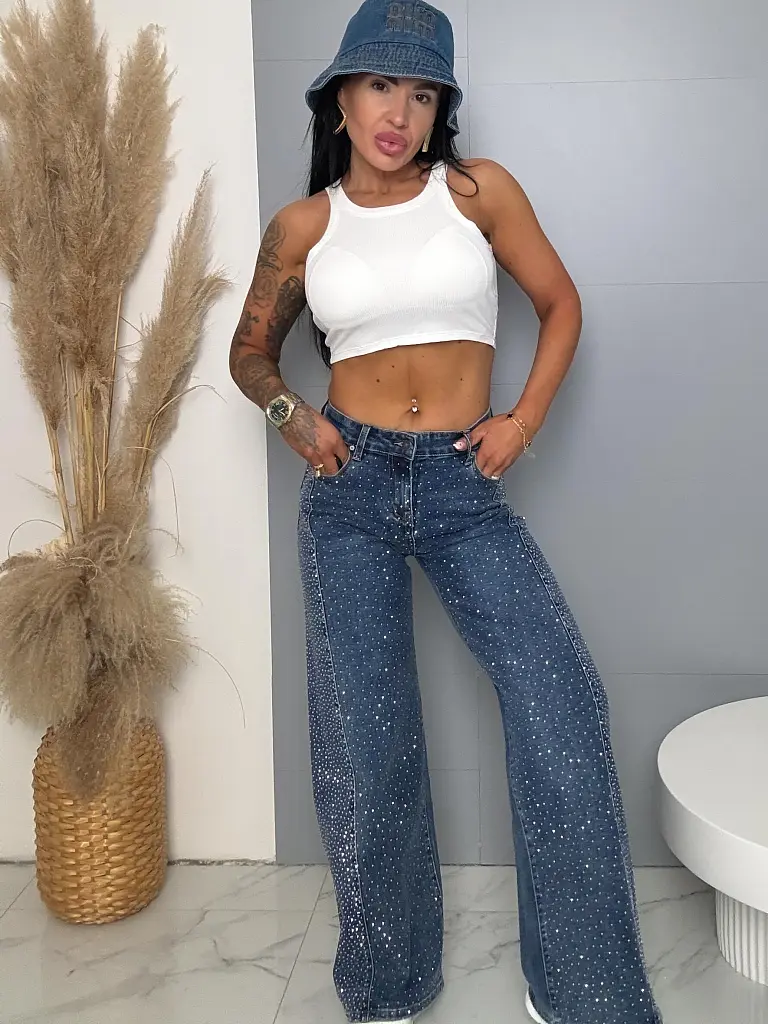 Wide-leg rifle s kamienkami SAVE