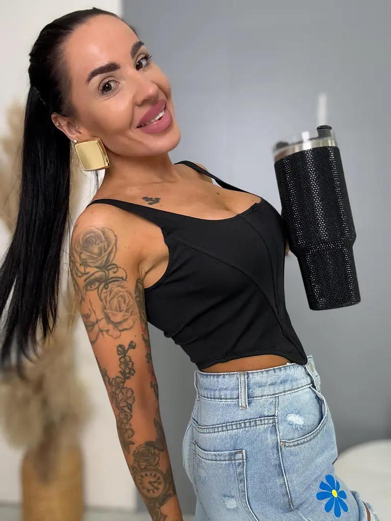 Black crop-top CALLA - next