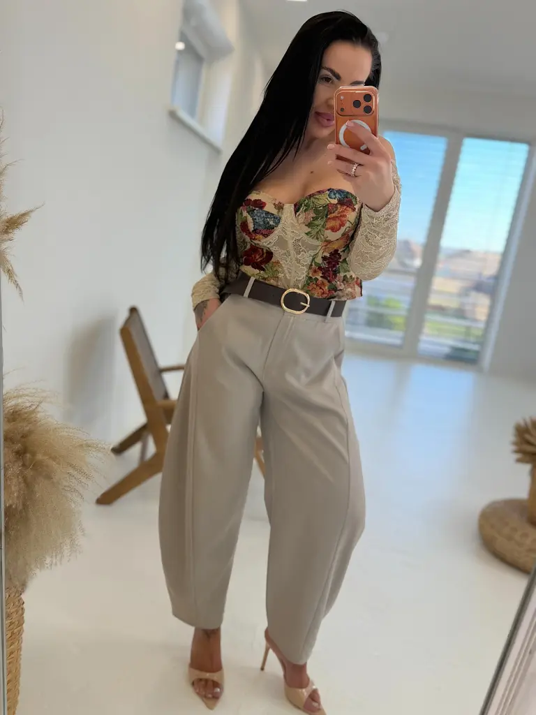 Balónové nohavice s gumeným pásom a opaskom ERINE