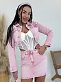 Pink crop denim jacket s kamienkami XENIA 