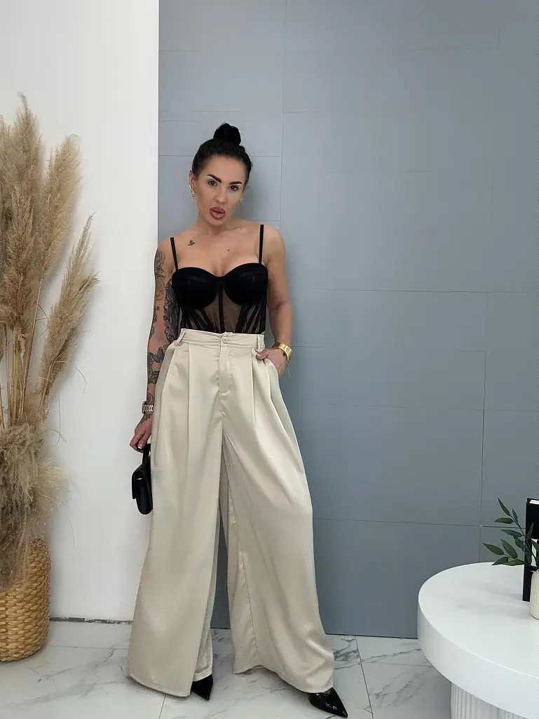 Saténové palazzo nohavice MANILA - next