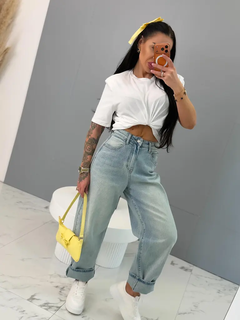 Baggy fit rifle s vysokým pásom 