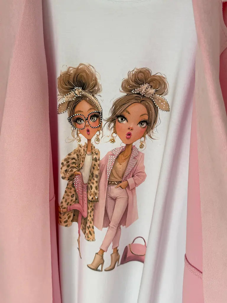 Biele tričko kamienkami s potlačou ELLA - next