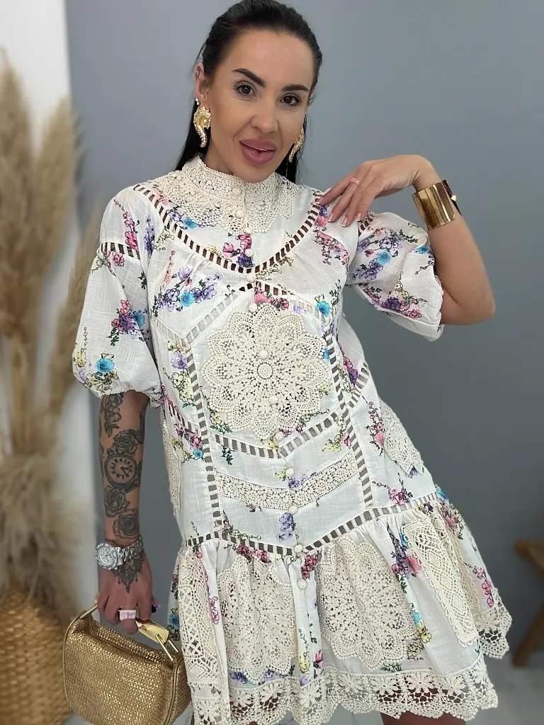 Krajkované šaty s kvetmi MADEIRA