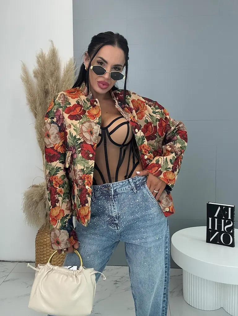 Kvetovaná bomber bunda FLOWER