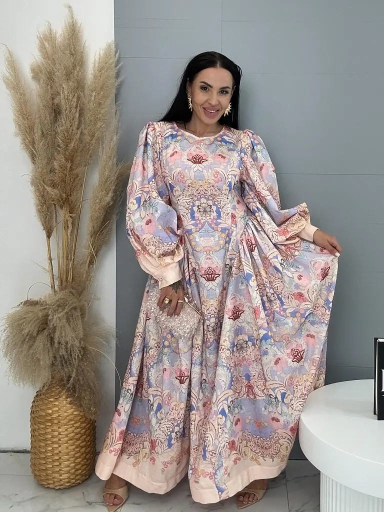 Dlhé kvetované šaty s balónovým rukávom JULIA - next