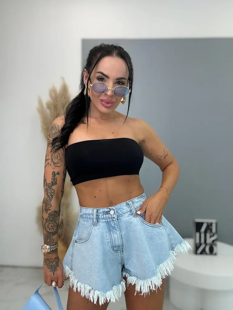 Modré denim šortky CYNTHIA