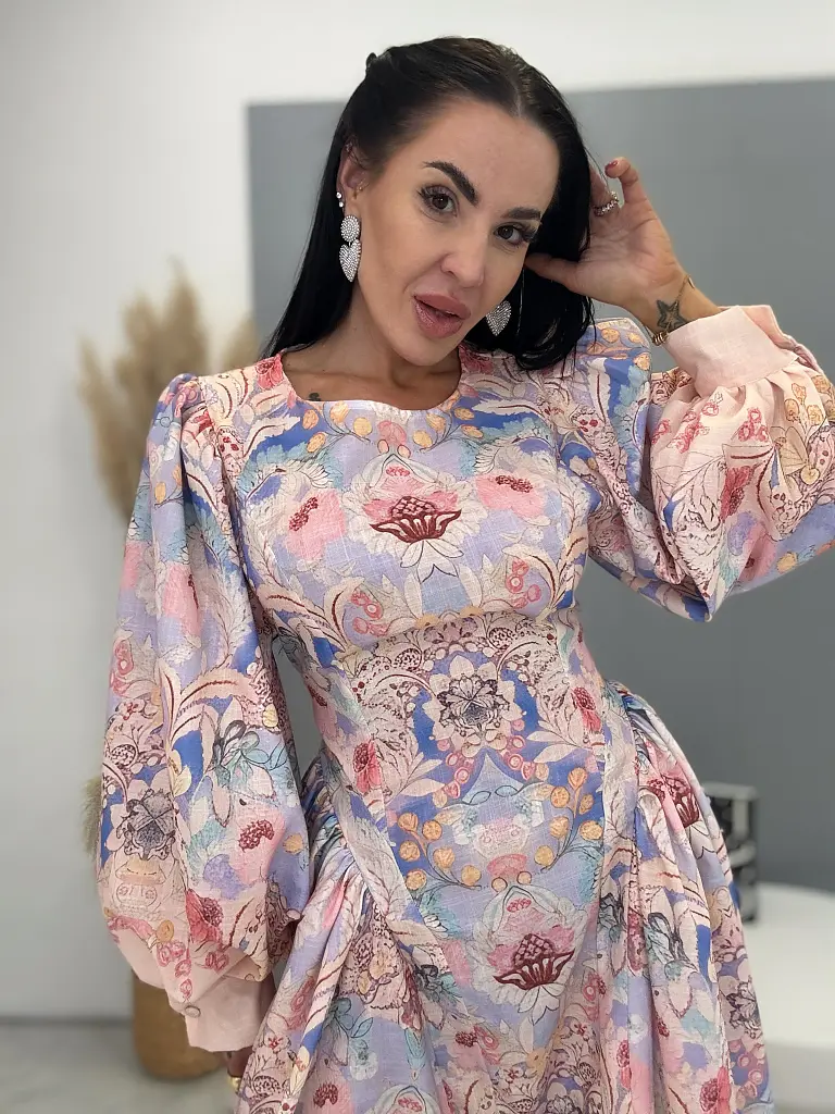 Dlhé kvetované šaty s balónovým rukávom JULIA - next