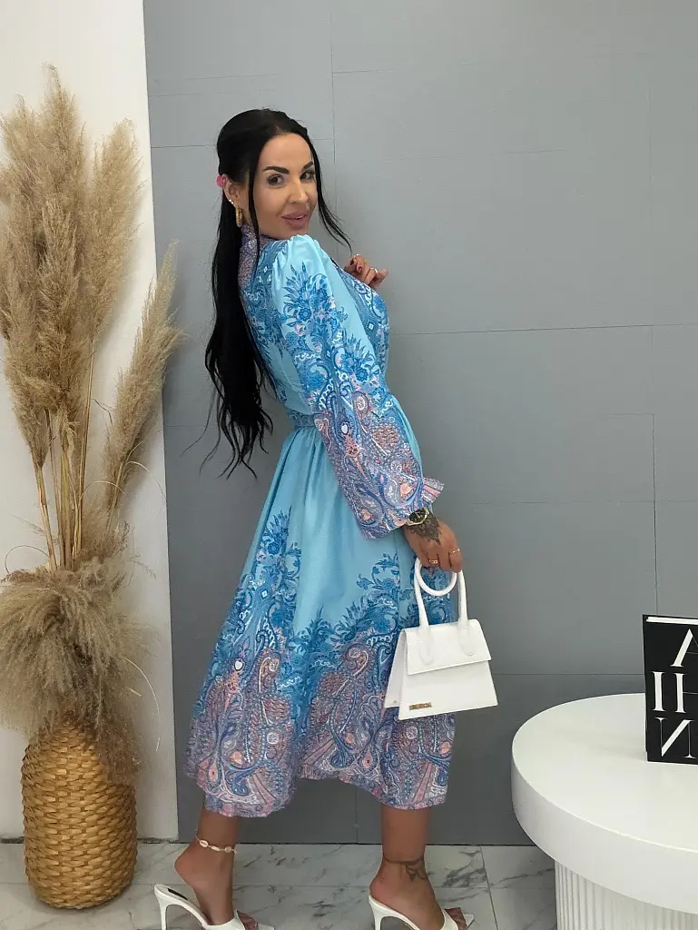 Vzorované košeľové dlhé šaty GRACE - next