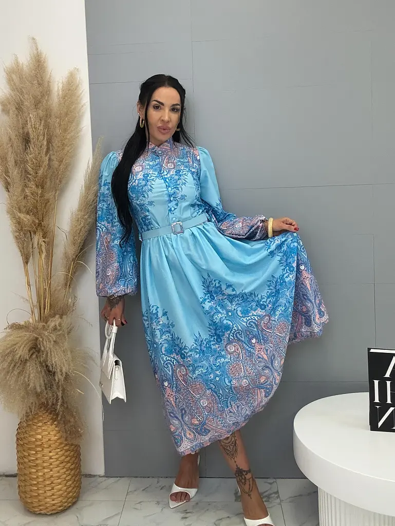 Vzorované košeľové dlhé šaty GRACE