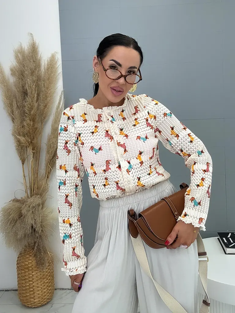 Košeľa s výšivkou so psím motívom REBY