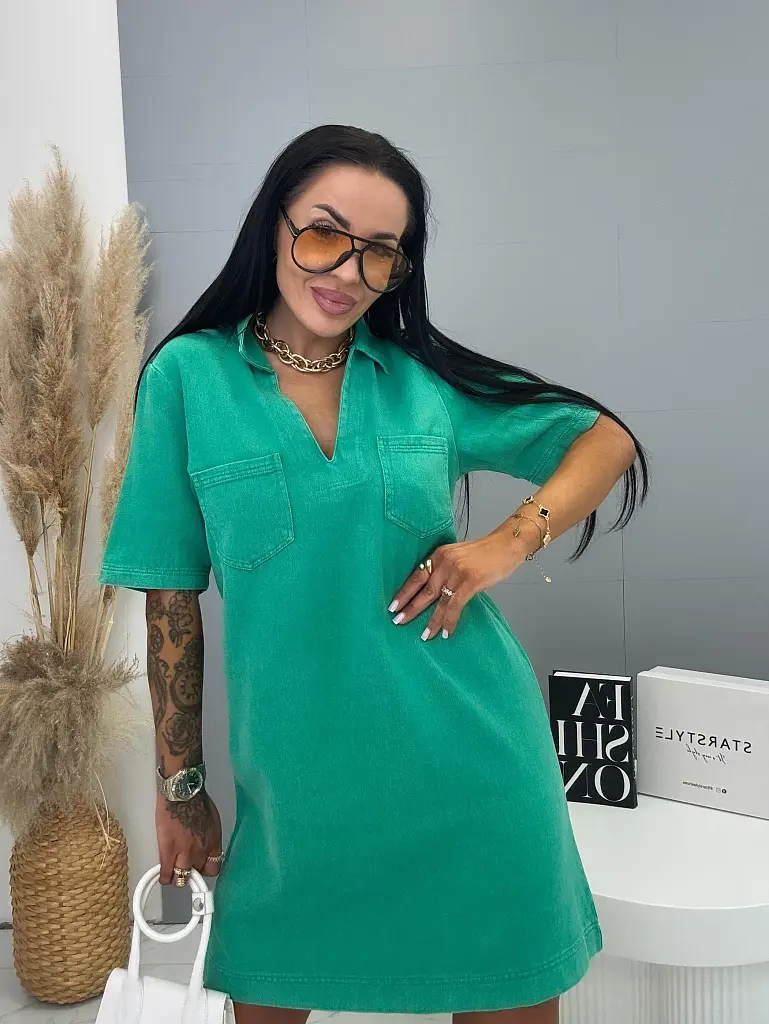 Denim šaty s golierom FRANY