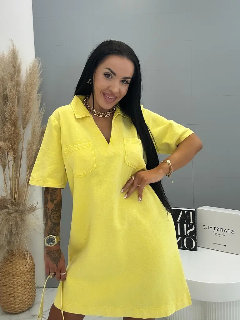 Denim šaty s golierom FRANY