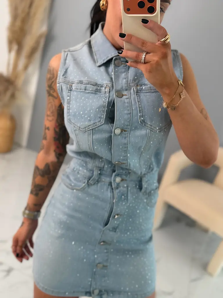 Denim šaty s kamienkami SPARKLY - next