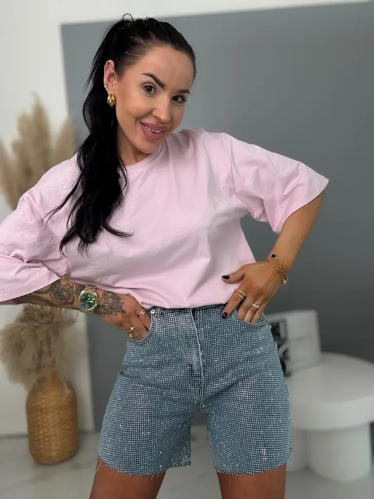 Rifľové šortky s kamienkami DIAMOND GLOW