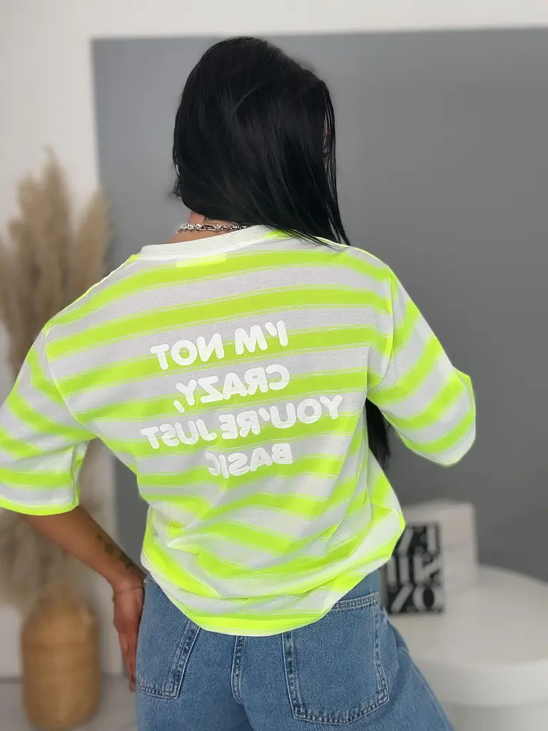 Dámske pásikavé tričko s potlačou NEO STRIP