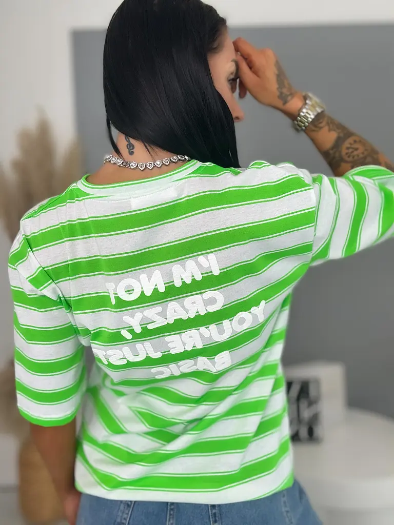 Dámske pásikavé tričko s potlačou NEO STRIP