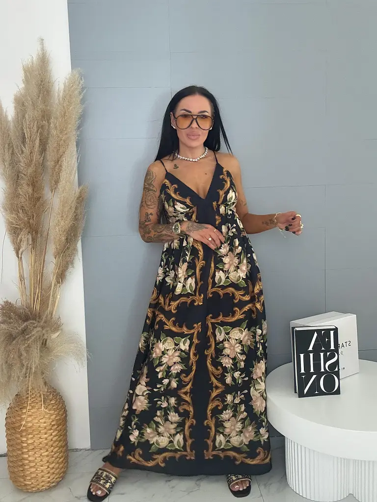 Kvetované šaty na tenké ramienka ELIA