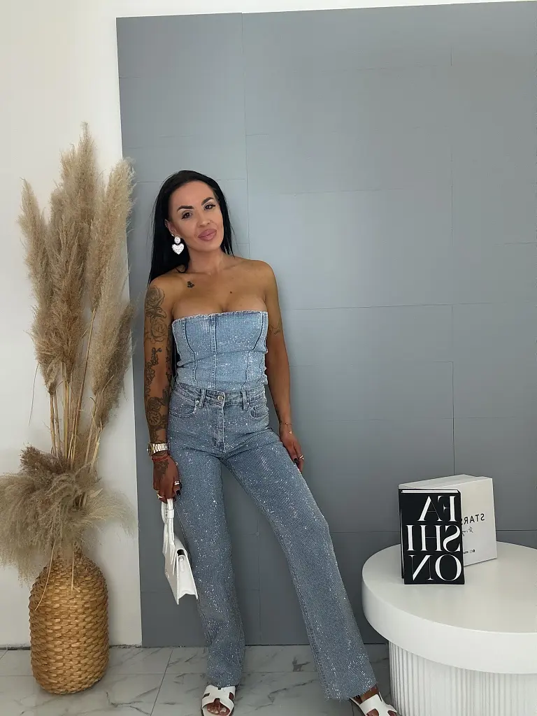 Wide leg rifle s kamienkami RAINBOW DIAMANT