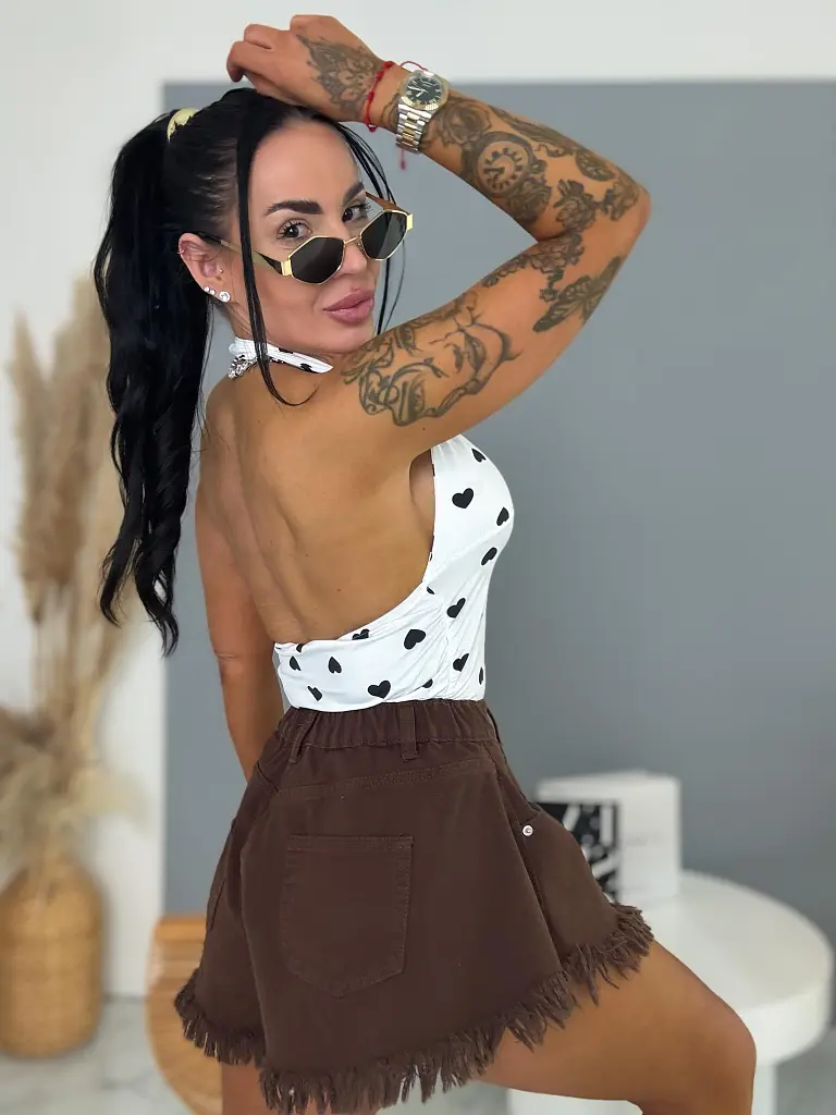 Hnedé denim šortky CYNTHIA - next