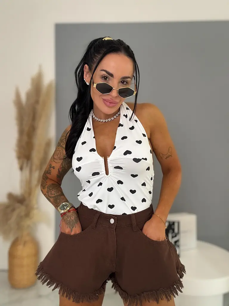 Hnedé denim šortky CYNTHIA